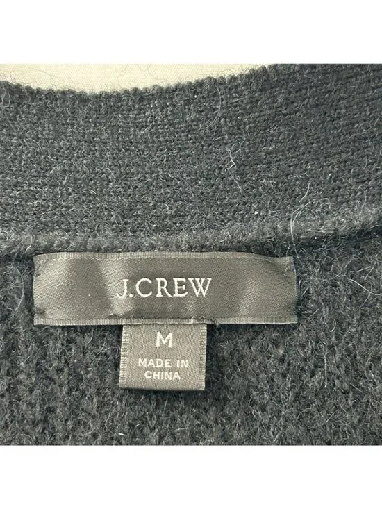 J Crew Women’s Medium Black Alpaca Wool Blend Cropped V-neck Cardigan Sweater - Picture 5 of 16